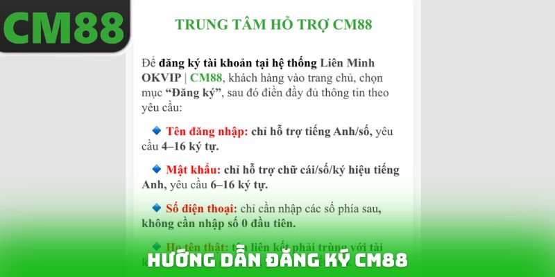 Hướng dẫn Đăng ký CM88